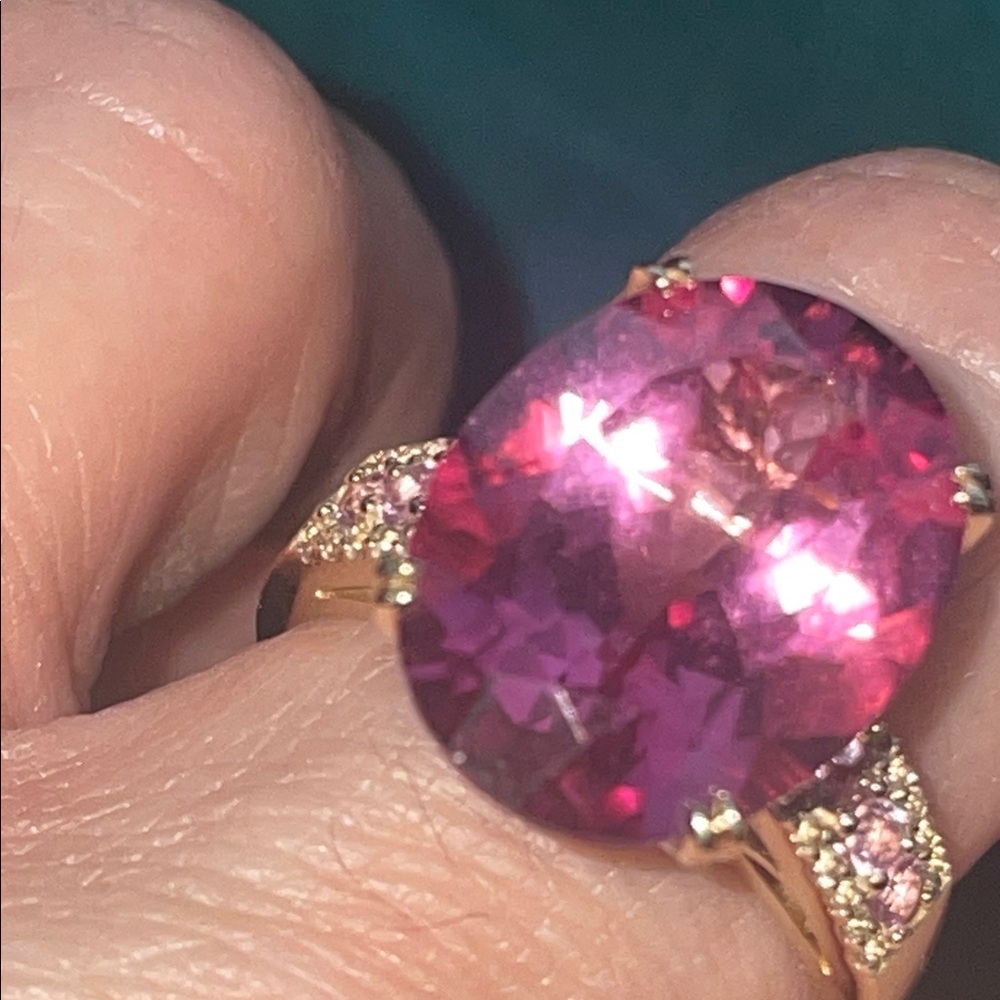 10K PinkTopaz Natural  Gemstone Ring 5+ CTW